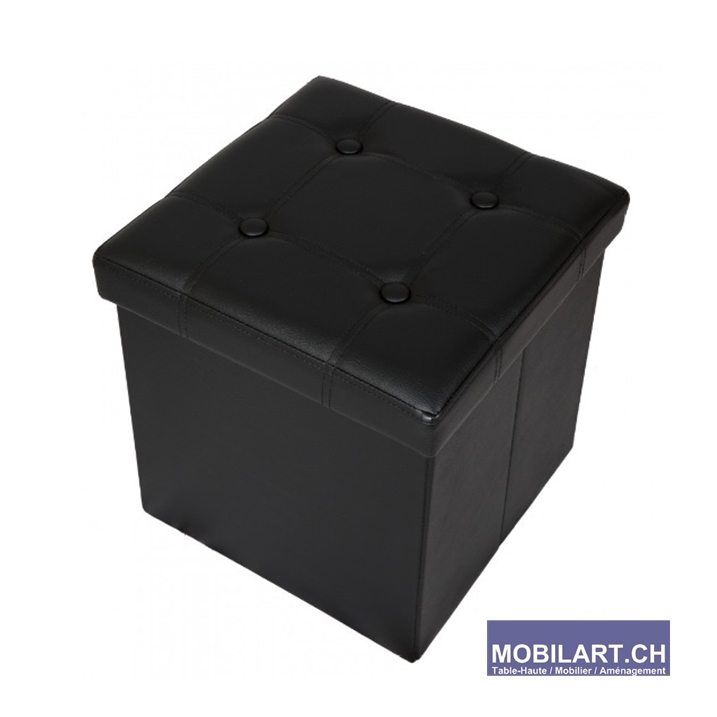 www.mobilart.ch - Location pouf en cuir noir Pouf en location chez Mobilart