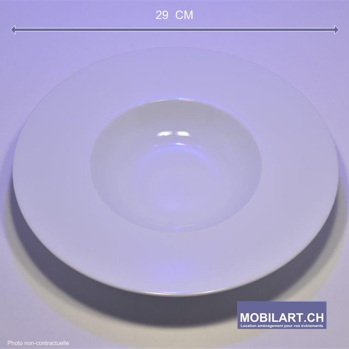 Mobilart - Location - Art de la table - Assiette blanche creuse 29 cm 1